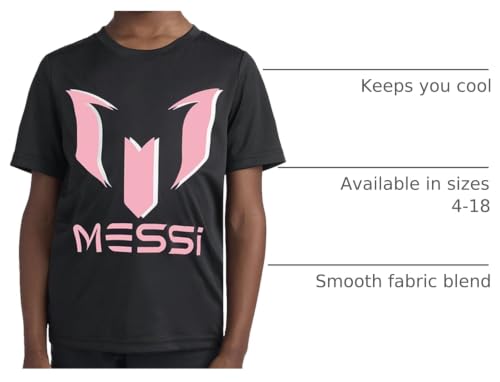 Image of Messi Boys' Lifestyle Short Sleeve Top, Loose-Fit Shirt with Logo, Comfortable, All-Day Wear
