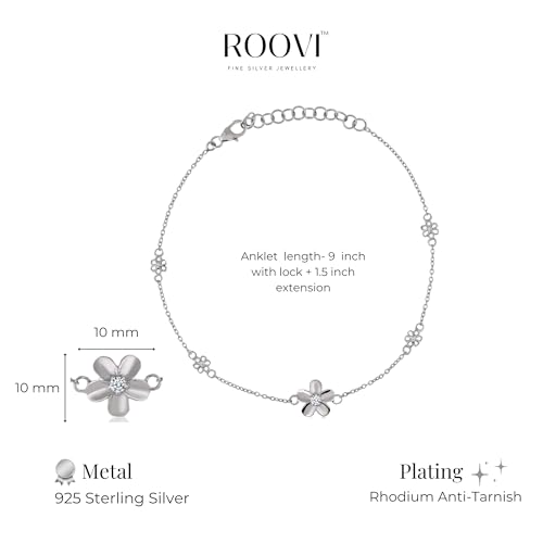 Image of ROOVI 925 Silver Anklet (2 Pieces) I Gifts for Girlfriend, Gifts for Women & Girls| With Certificate of Authenticity and 925 Stamp