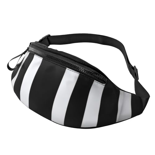Marsupio a righe bianche e nere per uomo e donna con jack per cuffie e cintura regolabile per ciclismo corsa jogging viaggi attività allaperto allenamento fitness escursionismo