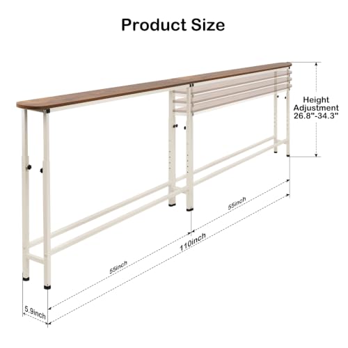 Image of Narrow Console Table, 110 inch Sofa Table Adjustable Height Behind Couch Table