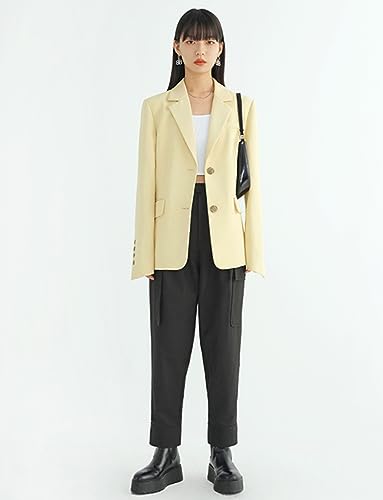 Kromoc Women's Two Pieces Suit Set Notch Lapel Jacket & Pants Outfits Dinner Work Lady Uniform Daily Casual2