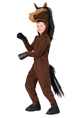 Disfraz completo de caballo para niños con capucha y mono miniatura 4