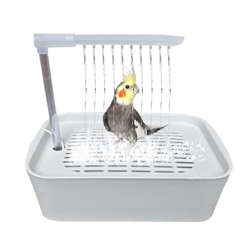 Bañera de cacatúa y ducha para pájaros pequeña con juguetes de baño USB 5