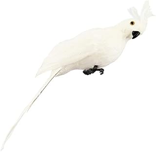 LQKYWNA Lifelike Fake Parrots, Artificial Bird Decoration, Foam Macaw Parrot Model, Colorful Garden Parrot Ornament Home Wall Decoration Tree Decor (White)