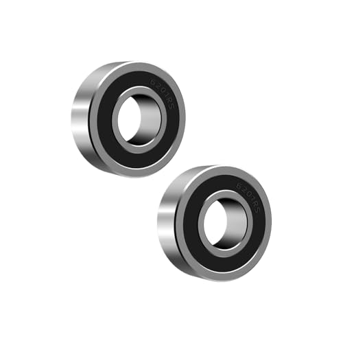 ANGEEK 2 pièces 6201-2RS Roulements à billes 12 mm x 32 mm x 10 mm,Prélubrifiés,Double joint, 6201RS Roulements à billes à gorge profonde