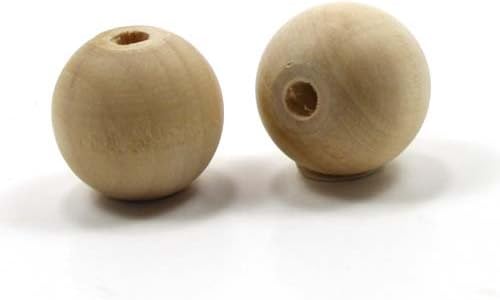 Mylittlewoodshop Pkg of 100 - Bead Round - 1 inch in Diameter with 7/32 Hole Unfinished Wood (WW-BE1090-100)
