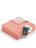 Ibena Dublin Decke 150x200 cm - Baumwollmix kuschelig, warm und waschbar, Wendedecke Coral Rose