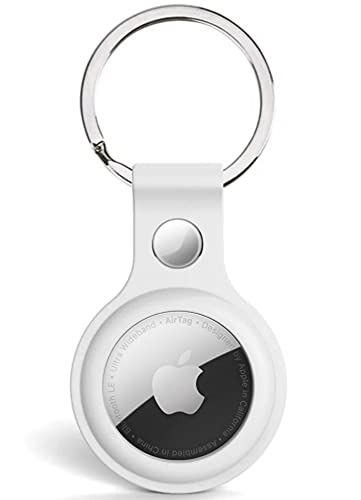 Image of Riggear Silicone Key Ring Holder Case Cover Compatible with Apple Airtag (White)