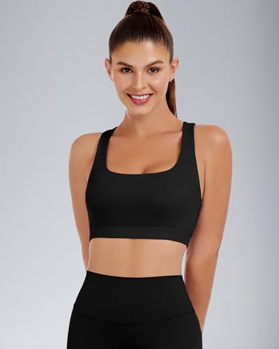 XUNYU Sports Bras for Women Padded Open Back Workout Tank Tops Built in Bra Push Up High Support Crop Yoga Athletic Top2