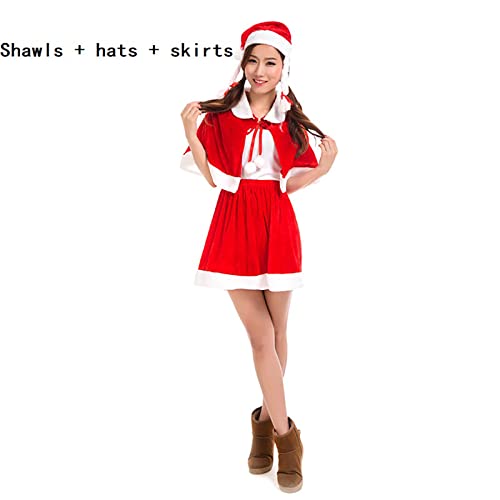 ZOYLINK Kerstman Kostuum Set Zachte Korte Mode Warm Dikke Kerstman Hoed Set voor Kerst Korte Warm Dikke Cosplay Sjaal Cap - Afbeelding 5