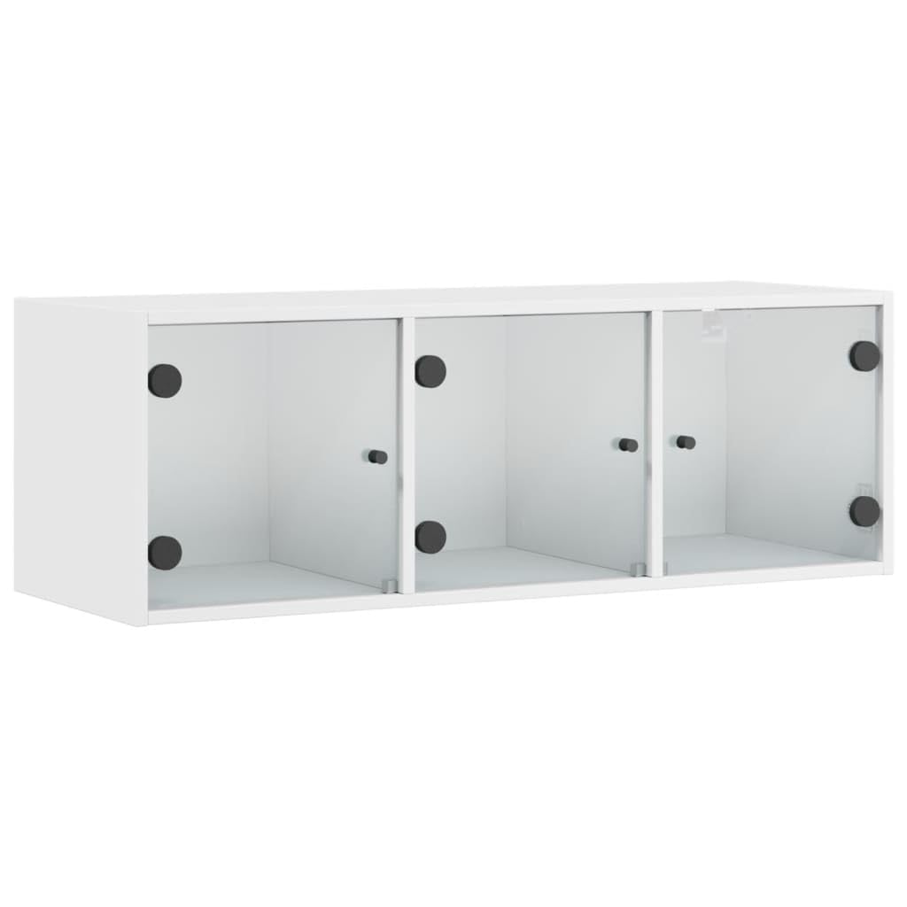 vidaXL Wandschrank mit Glastüren – Wandmontage, Weiß