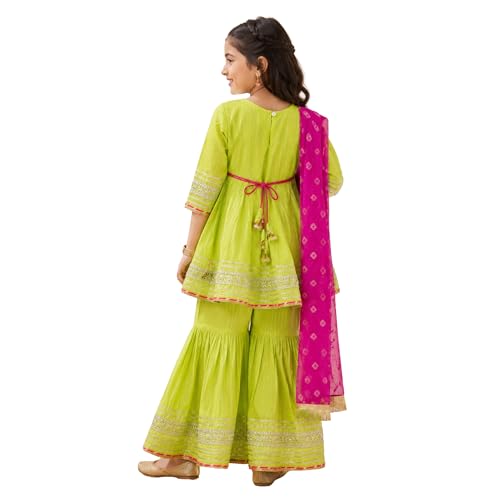 Image of LITTLE GINNIE Girls Kurta Sharara Set | Traditional Ethnic Wear for Kids