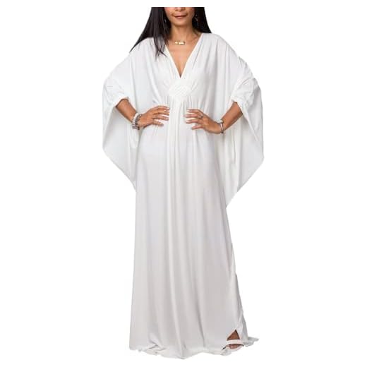 Pure Color Vneck Rayon Caftan Cover-Up