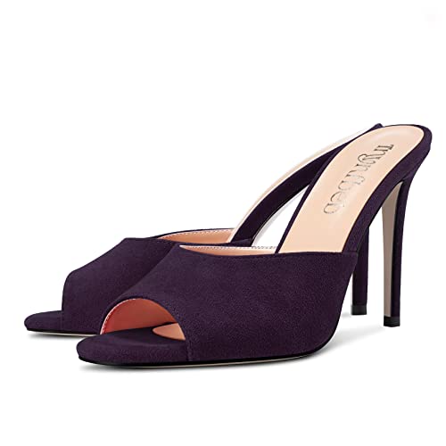 Image of TNYNFBEB Women Stiletto High Heel Peep Open Toe Sandals Slingback Slip-on Wedding Office Cute Basic Classic 3.9 Inches Heels