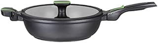 MAISCHOU Deep Frying pan 28cm with 3 pcs Removable Handle - Cast Aluminum Suitable for Induction - Non-Stick Coating Without PFOA - Glass Cover