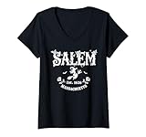 Photo Gallery donna retro salem massachusetts ma vintage halloween witch costume maglietta con collo a v Photo Gallery donna retro salem massachusetts ma vintage halloween witch costume maglietta con collo a v