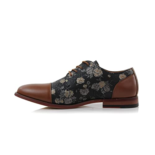 Image of Ferro Aldo Men's Modern Cap-Toe Derby Collection | Statement Dress Shoes in Floral, Woven, & Classic Styles