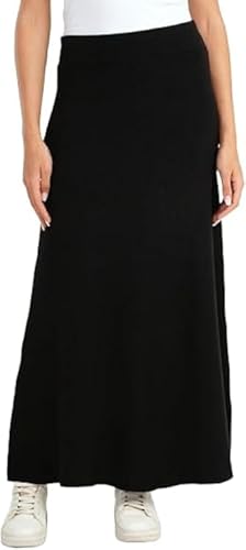جيبة كلوش طويلة، اسود, أسود, XL