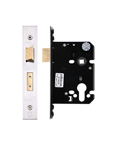 Zoo Hardware ZUKS76EPSS Euro Profile Sashlock 76mm Case, 57mm Backset, Door Lock Satin Stainless Steel