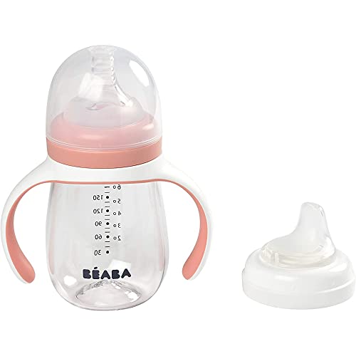 BÉABA - Trinklernbecher - 2 in 1 Babyflasche - Kindertasse mit Strohhalm - 100% dicht - Leicht zu öffnen - Abnehmbare Griffe -Tritan und… – Ansicht 3