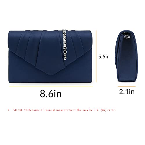 Milisente Clutch Purses For Women Suede Pleated Evening Bag Bridal Evening Clutch Bag (Navy) #TOP2