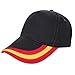 Makio Cappellino con bandiera della Spagna regolabile Padel Golf Tenis. Cappello 5 pannelli 100% cotone pettinato, Nero , 58 cm