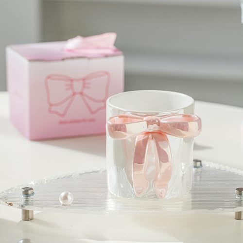 Taza de café cerámica rosa con moño 12 OZ miniatura 5
