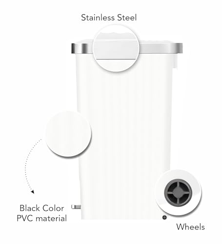 Image of Obsessions EKO 70L Plastic Step Bin with Pedal, Large Capacity Trash Can Ideal for Home, Kitchen and Office, White