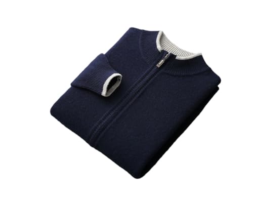 Men Wool Cardigan Sweaters Semi-High Collar Color Matching Padded Knitted Sweater Stand Collar Cardigan