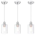 WISBEAM Pendant Lighting Fixture, RV Hanging Ceiling Lights with E26 Medium Base Max. 60 Watts, ETL Rated, Bulbs not Included, Nickel, 3-Pack