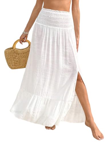 Image of ZAFUL Swimsuit Coverup for Women Slit to Thigh Beach Cover Ups Swim Bathing Suit Flowy Maxi Skirt