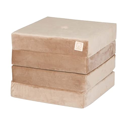 MISIOO FOLDIE Matelas Pliable pour Chambre d'enfant - Elégant Matelas de Sol - Matelas Enfant en Mousse - Velours Tapis d'Eveil - Meuble Enfant - Oeko-Tex - 200x50 cm - Or Cover