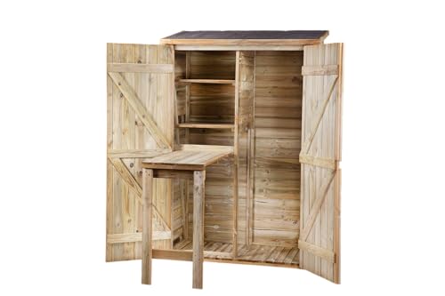 Werth-Holz Werkzeugschrank mit Tisch Geräteschrank Gerätehaus Holz 117x60x186cm Werth-Holz Werkzeugschrank mit Tisch Geräteschrank Gerätehaus Holz 117x60x186cm