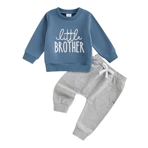 Image of Sduydiosy Newborn Baby Boy Fall Clothes Long Sleeve Letter Print Sweatshirt Tops Pants Set Cute Toddler Infant Winter Outfit