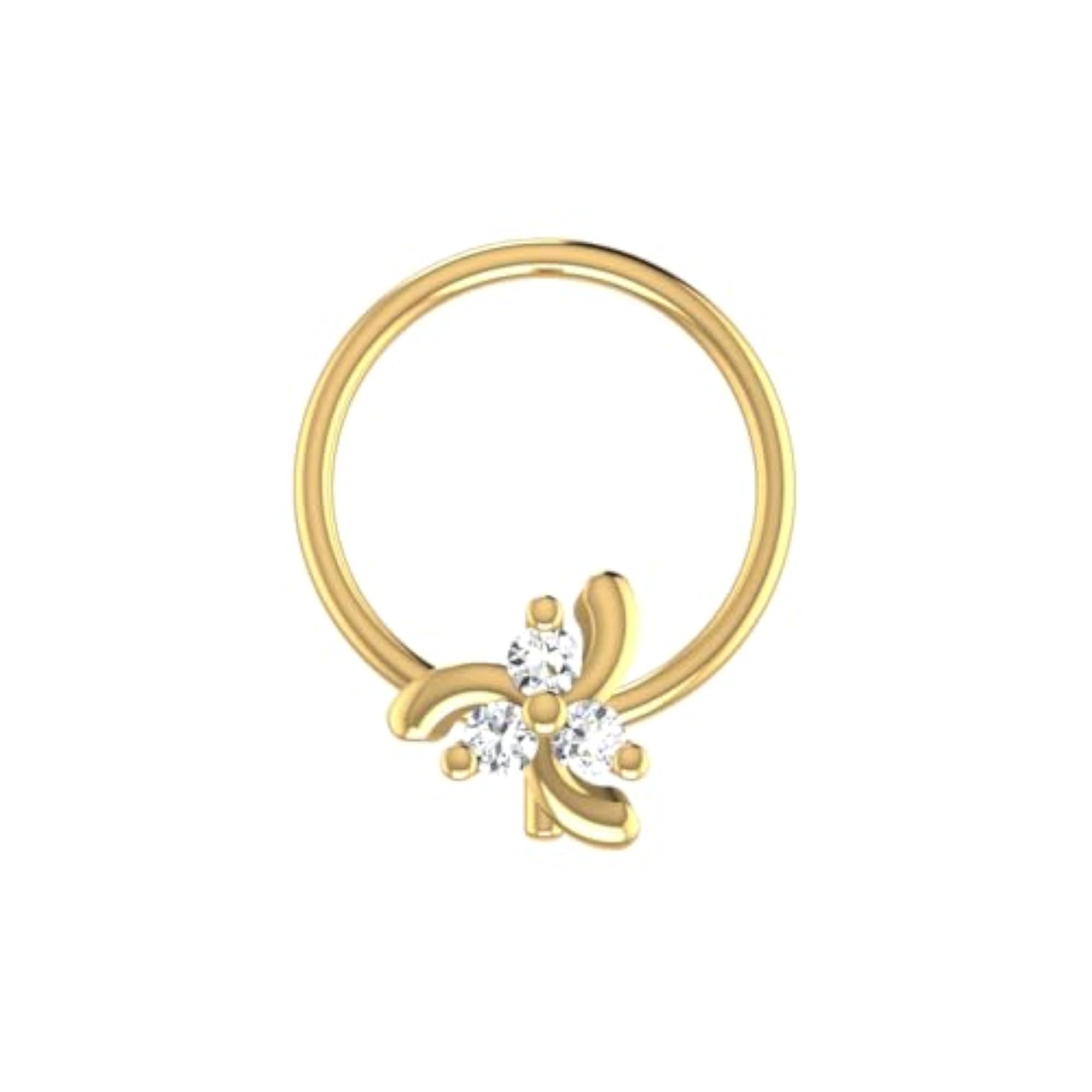 9K BIS Hallmarked Yellow Gold Stud Nose Ring
