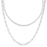 BONNYBIRD® Gliederkette Schlangenkette Silber Set Halskette Damen Edelstahl Schmuck Wasserfest Layering Kette ohne Anhänger Frauen Silberkette Silberschmuck Modeschmuck Festival Accessoire