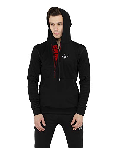 AARMY FIT Men's Fleece Swag Jacket (Black, Large)