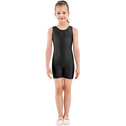Speerise Girls' Unitard Short Tank Biketard Dance Costumes Gymnastics, 12-14 43750 Black Cover
