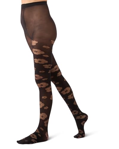 MeMoi Women's Floral-Pattern Semi-Sheer Tights