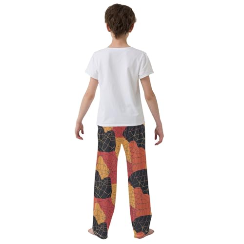 Boys' Pants Orange Black Spiderwebs Long Bottoms Jogger Pants Elastic Waist Trousers with Pockets S-XL3