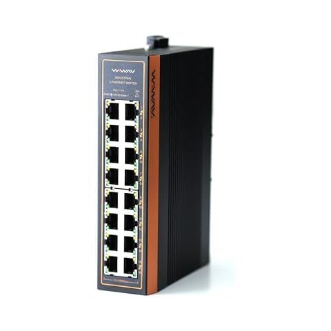 WIWAV W1016-16FE-I 10/100Mbps Unmanaged 16-Port Industrial Ethernet Switches with DIN Rail/Wall-Mount (UL Listed, IP40, -40 to 85°C) Cover