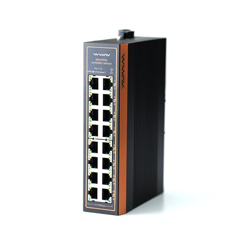 WIWAV W1016-16FE-I 10/100Mbps Unmanaged 16-Port Industrial Ethernet Switches with DIN Rail/Wall-Mount (UL Listed, IP40, -40 to 85°C)