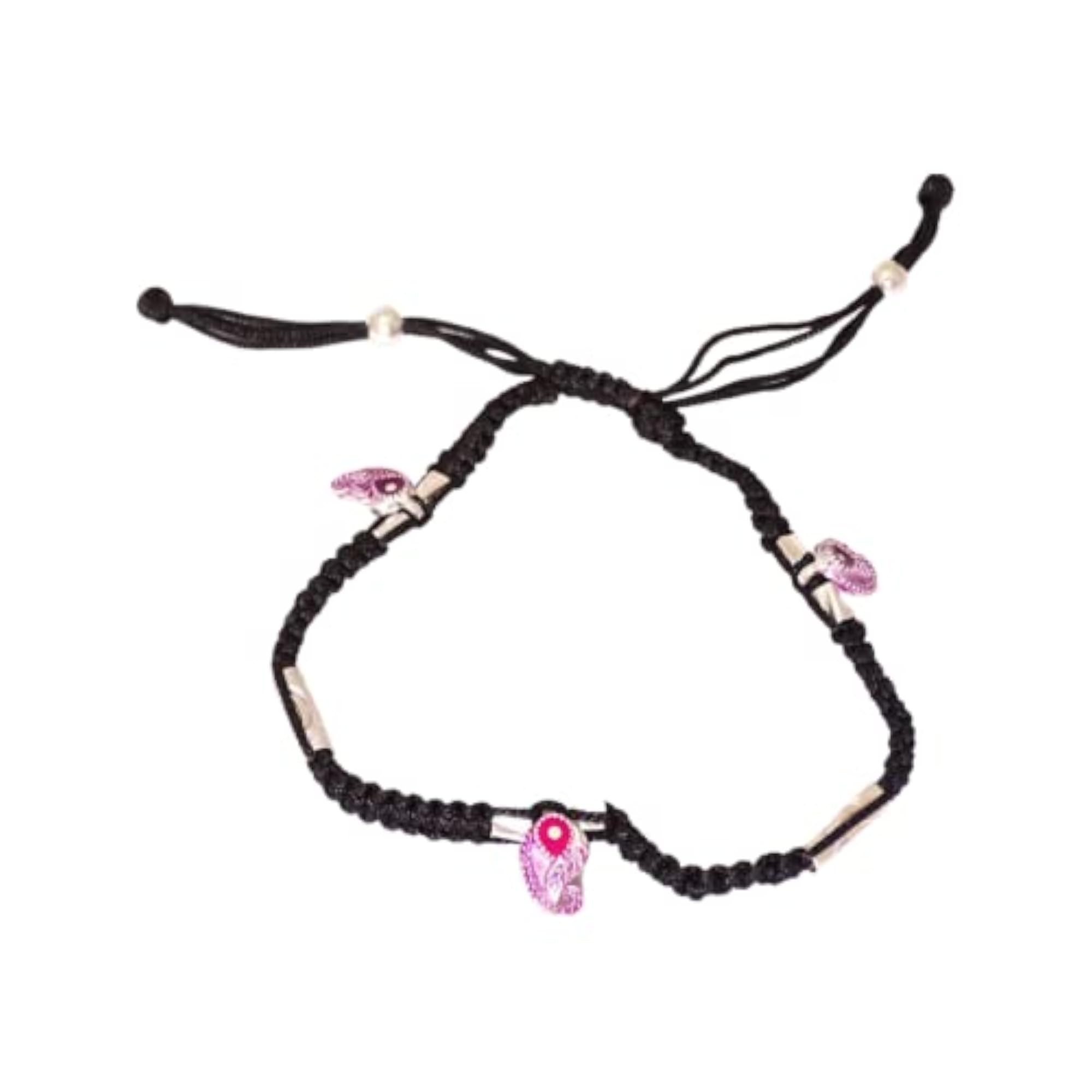 Women's Silver Hanging Charm Stone Bead Adjustable Anklet
