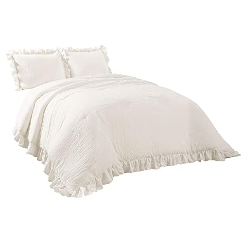 Lush Decor Reyna Ruffle Comforter Set - 3 Piece Cozy Ruffled Bedding Set - Timeless Elegance and Comfort for Bedroom - King, White - Image 6