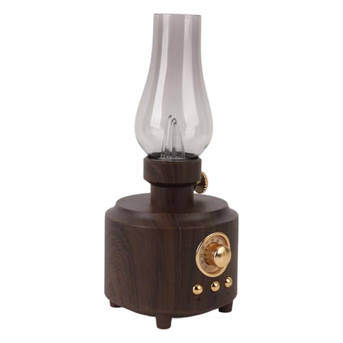 Altavoz Inalámbrico con Lámpara de Mesa Retro, Batería de Litio de 1200mAh, Altavoz Bluetooth Multifuncional para Bar de Dormitorio (Grano de madera)