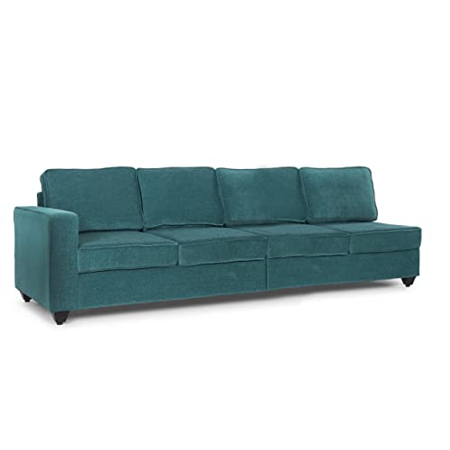 Image of Wakefit Sofa Set | 3 Year Warranty | Sofa 3 Seater, 3 Seater Sofa for Living Room, Wooden Sofa Set, 4 Seater + Right Aligned, Sofa for Living Room - Napper(Malphino : Malibu Green)