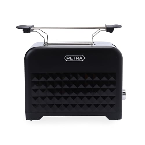 Petra Toaster 2 Scheiben 930W, Toaster mit Brötchenaufsatz & 7 Bräunungsstufen, Brotröster mit Auftau- & Aufwärmfunktion, High-Lift & Krümelschublade, Diamant-Design