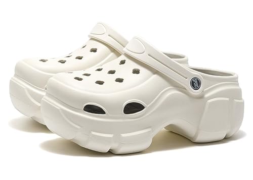 Solaud Zuecos de Plataforma para Mujer Bloqueo de Color Suave Cómodo Antideslizante Tacón Alto Exterior Playa Piscina Jardín Zuecos Sandalias