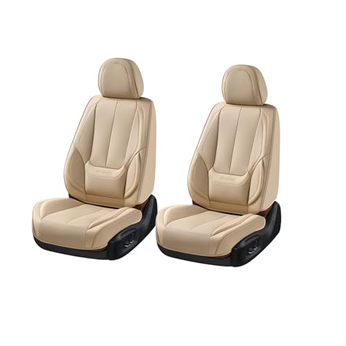 Image of Coverado Seat Covers, Car Seat Covers Front Seats, Beige Car Seat Cover, Car Seat Protector Waterproof, Car Seat Cushion Nappa Leather, Seat Covers Carseat Cover Universal Fit for Most Cars