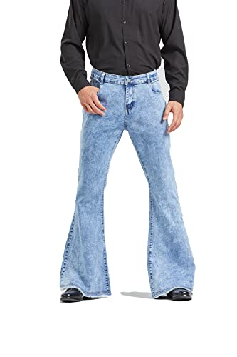 Men's Vintage 60s 70s Bell Bottom Tassel Pants Trousers Stretch Fit Classic Comfort Flared Disco Denim Jeans